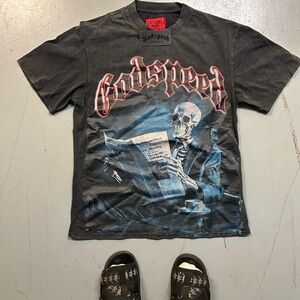 Black Graphic Skeleton Tee - Men